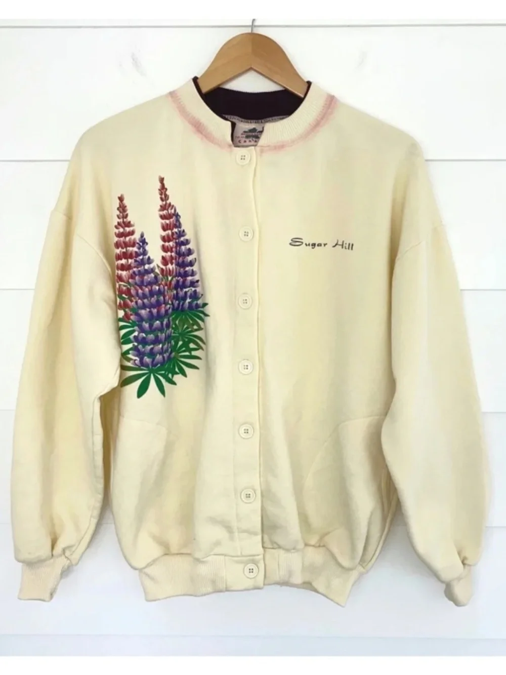 Vintage Sugar Hill Lupine Button Up Sweatshirt Small